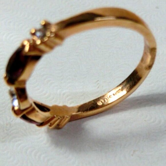 Disney Parks Vintage Mickey Mouse Swarovski Purple Gold Tone Ring Earring Size 6 - Picture 5 of 8